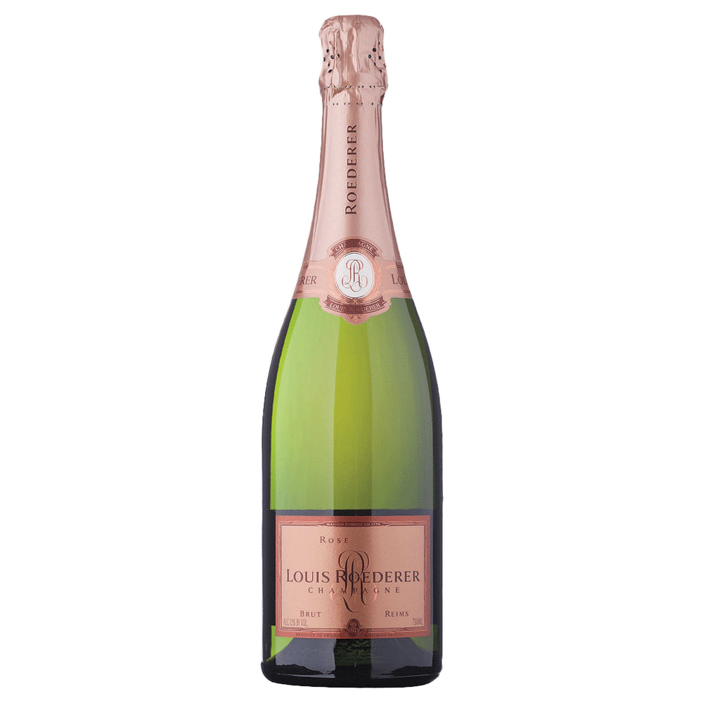 Louis Roederer Vintage Rosé Champagne in a 750ml bottle, showcasing elegant pink hue and luxurious packaging.