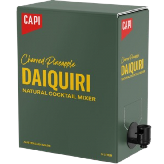 CAPI Charred Pineapple Syrup for cocktails, Paramount brand, 5-liter bottle, dark roasted pineapple flavor, ideal for mixology.