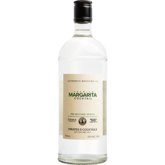 Steinbok Margarita cocktail mixer by Paramount in a 700ml bottle, showcasing the authentic Batching Co. flavor for drinks.
