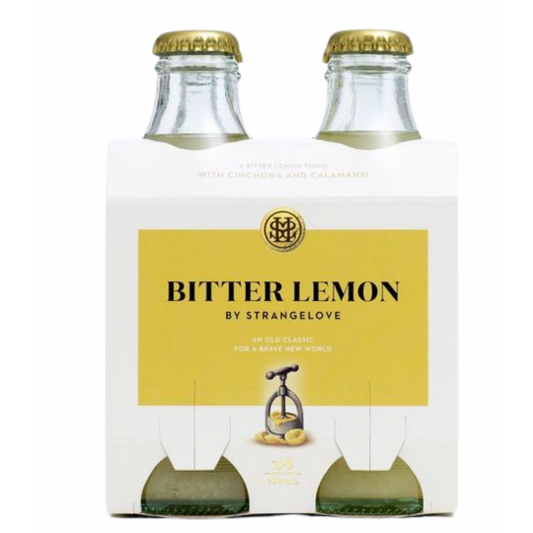 Paramount Strangelove Bitter Lemon cocktail mixer bottles, 180mL each, in a 24-pack for mixing drinks and cocktails.