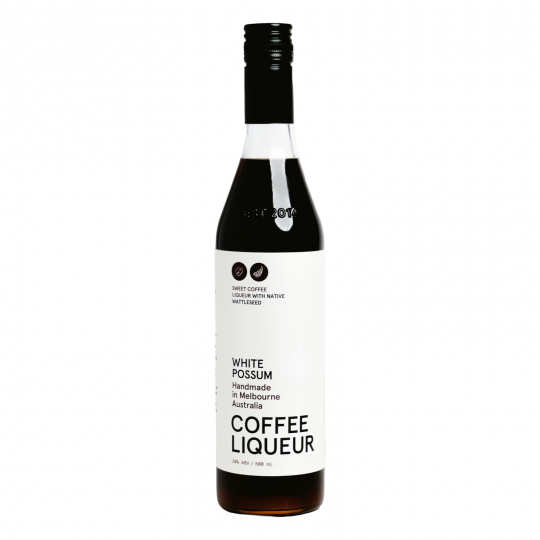 White Possum Naked Coffee liqueur by Paramount in a 500ml bottle, featuring a white label design and dark coffee tones.