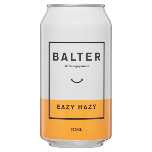 Sixteen 375ml cans of Paramount Balter Hazy IPA craft beer, with colorful label designs on the cans.