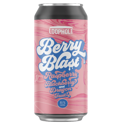 Paramount Loophole Berry Blast craft beer pack with raspberry, blackberry, and dragonfruit flavors, 16-pack.