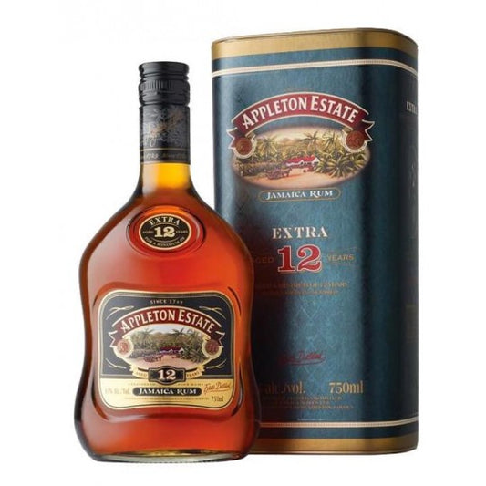 Dark rum bottle from Paramount, Appleton Estate Jamaica Rum Extra 12 Year, 700mL bottle with rich amber color and label details.