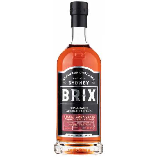 Paramount Brix Select Cask Tawny Finish Dark Rum in 700ml bottle, showcasing rich amber color and detailed label.