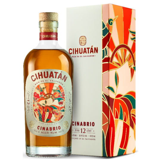Paramount Cihuatan Cinabrio 12 Year Old Dark Rum bottle, 700mL, with dark amber color and detailed label visible.