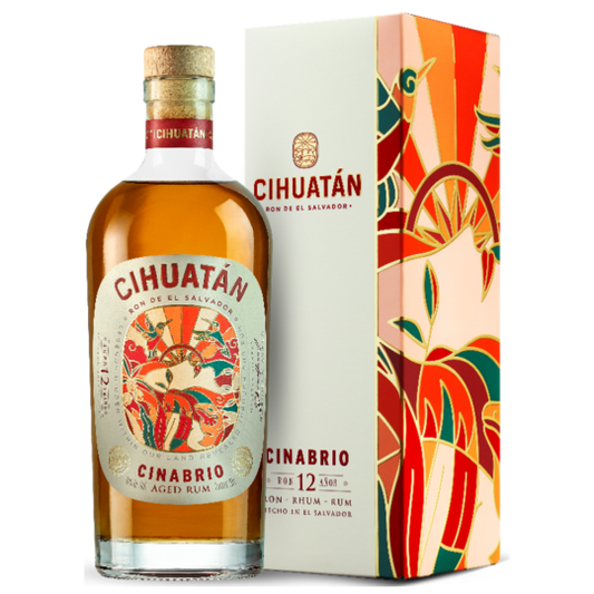 Paramount Cihuatan Cinabrio 12 Year Old Dark Rum bottle, 700mL, with dark amber color and detailed label visible.