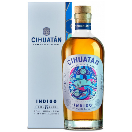 Dark rum bottle of Cihuatan Rum Indigo 8 Year Old by Paramount, showcasing the 700mL dark rum packaging.