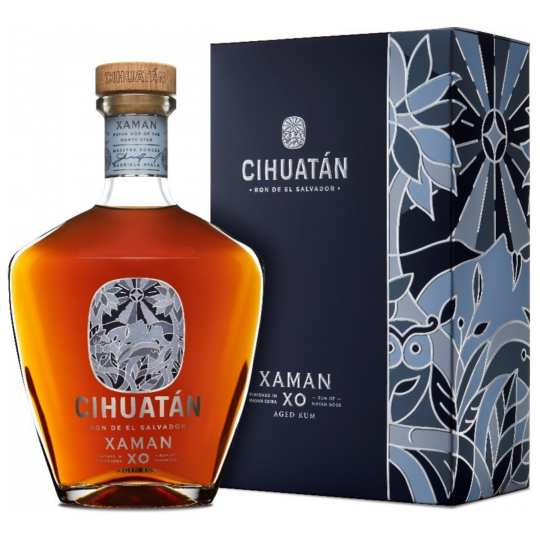 Dark rum in a 700ml bottle, Paramount Cihuatan Xaman XO Rum with rich, deep color and elegant packaging.