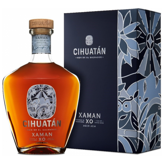 Dark rum in a 700ml bottle, Paramount Cihuatan Xaman XO Rum with rich, deep color and elegant packaging.