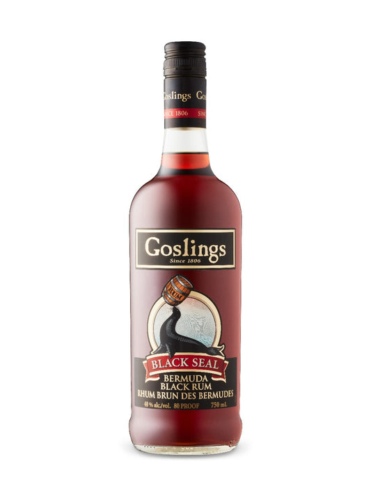 Paramount Gosling's Black Seal Bermudan dark rum bottle, 700ml, with distinctive black seal label and dark glass bottle.