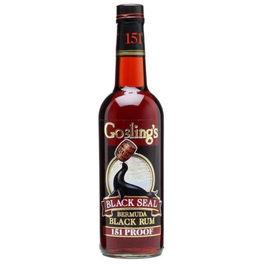 Goslings 151 Proof Bermuda Black Rum in a 700ml bottle, dark rum by Paramount with a dark label and distinctive branding.