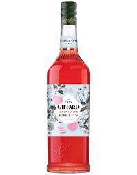 Paramount Giffard Bubble Gum Syrup 1L bottle with pink liquid, used for flavoring drinks and desserts