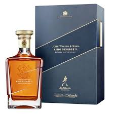 Johnnie Walker King George V Scotch whisky bottle, 750ml, with distinctive label and packaging, produced by Paramount.