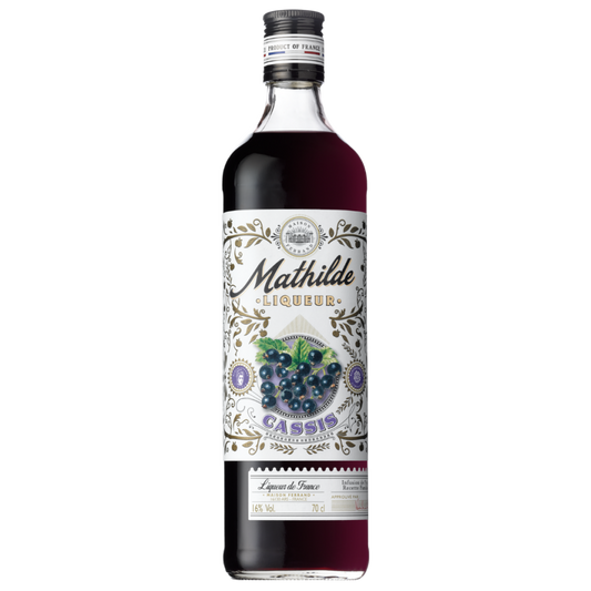 Matilde Cassis Liqueur by Paramount in a 700ml bottle, showcasing a dark purple liquid and elegant label.