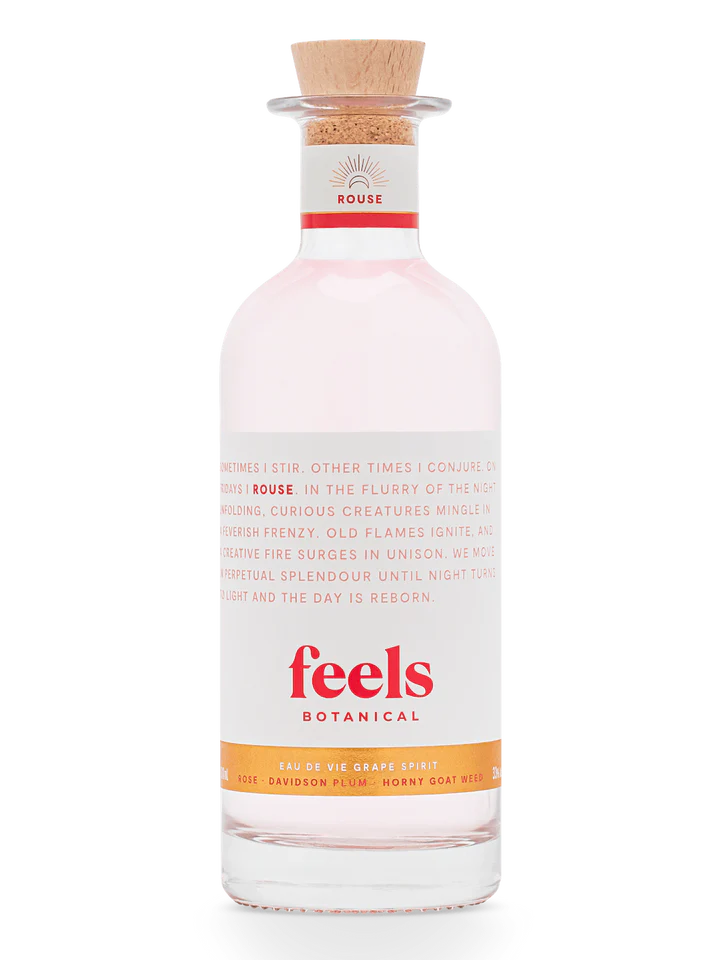 Paramount Feels Botanical Rouse Eau De Vie bottle, 500ml with botanical label and elegant design.