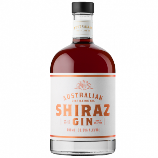Australian Distilling Co Shiraz Gin by Paramount, 700ml flavoured gin bottle with deep red hue and elegant label.
