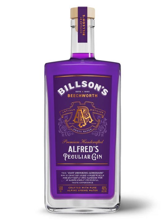 Paramount Billson's Alfred's Peculiar Flavored Gin 500ml bottle with distinctive label and packaging.