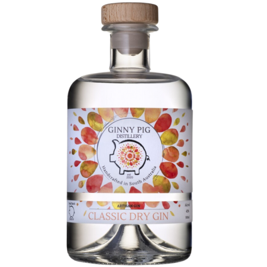 Paramount Ginny Pig Distillery Classic Dry Flavored Gin 500ml bottle with label featuring a playful pig design and clear glass.