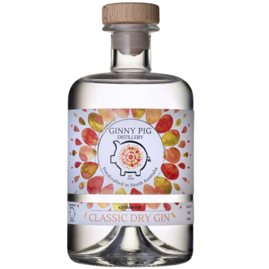 Paramount Ginny Pig Distillery Classic Dry Flavored Gin 500ml bottle with label featuring a playful pig design and clear glass.