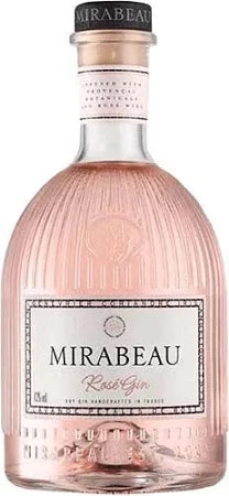 Paramount Mirabeau Rose Gin 700ml bottle with pink floral label and clear glass, highlighting its flavored gin appeal.