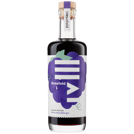 Paramount Threefold Autumn Harvest Shiraz Mourvedre Flavoured Gin 500ml bottle with rich autumn-inspired label design