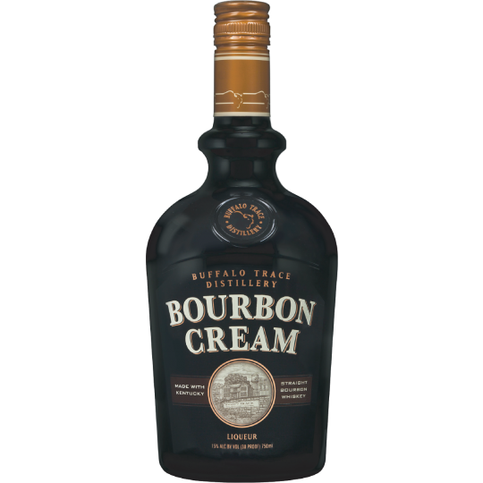 Paramount Buffalo Trace Bourbon Cream Whiskey Liqueur 700mL bottle with dark label and gold accents, showcasing a rich, creamy liqueur.