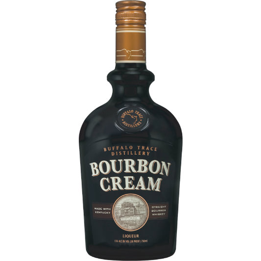 Paramount Buffalo Trace Bourbon Cream Whiskey Liqueur 700mL bottle with dark label and gold accents, showcasing a rich, creamy liqueur.