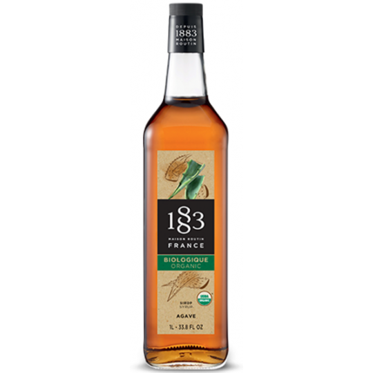 Paramount 1883 Agave Organic Syrup 1L bottle, flavored syrup with natural agave design and label showing organic product details.
