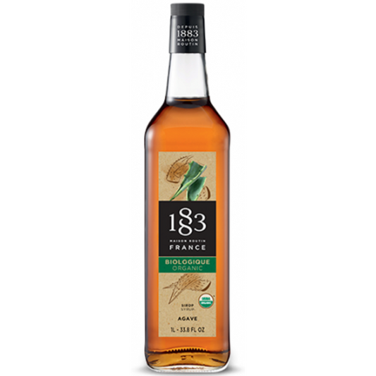 Paramount 1883 Agave Organic Syrup 1L bottle, flavored syrup with natural agave design and label showing organic product details.