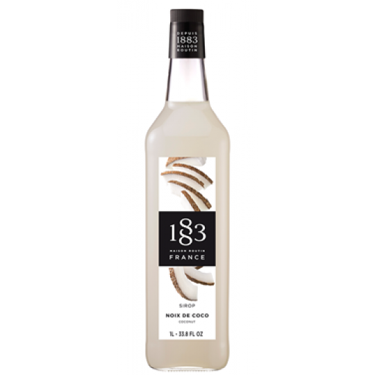 Paramount 1883 Coconut Flavored Syrup in 1-liter PET bottle, smooth coconut syrup for beverages and desserts.