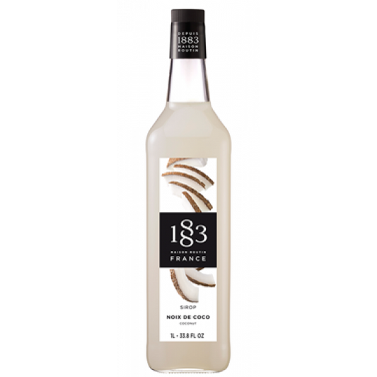 Paramount 1883 Coconut Flavored Syrup in 1-liter PET bottle, smooth coconut syrup for beverages and desserts.