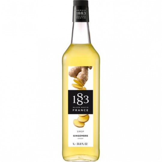Paramount 1883 Ginger Syrup 1L bottle, a flavored syrup with rich ginger flavor, displayed in a clear plastic bottle.