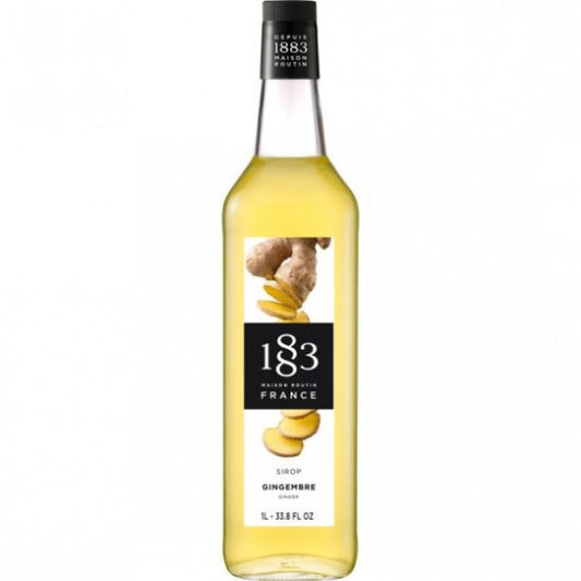 Paramount 1883 Ginger Syrup 1L bottle, a flavored syrup with rich ginger flavor, displayed in a clear plastic bottle.