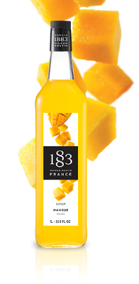Paramount 1883 Mango Syrup in 1-liter bottle, flavored syrup for beverages and desserts.