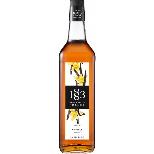 Paramount 1883 Vanilla Syrup Pet 1Lt bottle, flavored syrup with vanilla flavor for beverages and desserts.