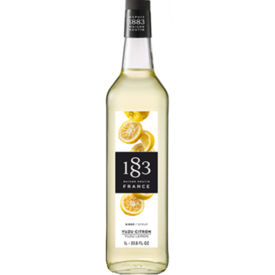 Paramount 1883 Yuzu Syrup in a glass bottle, 1 liter, flavored Japanese citrus syrup for drinks and culinary uses.