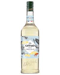 Paramount Giffard Chocolate Cacao White Syrup in 1-liter bottle, creamy white flavored syrup for beverages and desserts.
