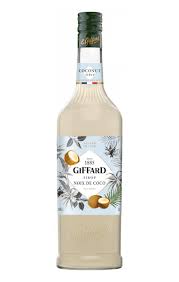 Paramount Giffard Coconut Syrup 1L, flavored syrup in a clear bottle with a coconut flavor label, ideal for cocktails and beverages.