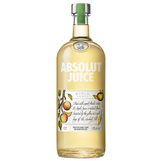 Paramount Absolut Juice Edition Apple Flavored Vodka 750ml bottle with clear label and red accents, showcasing the vodka's packaging.
