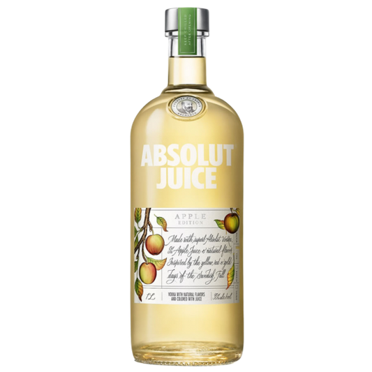 Paramount Absolut Juice Edition Apple Flavored Vodka 750ml bottle with clear label and red accents, showcasing the vodka's packaging.