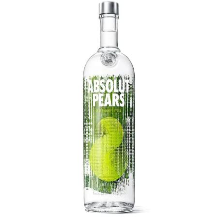 Paramount Absolut Pear Flavored Vodka 1L bottle, clear glass with label, showcasing the pear-flavored vodka inside.