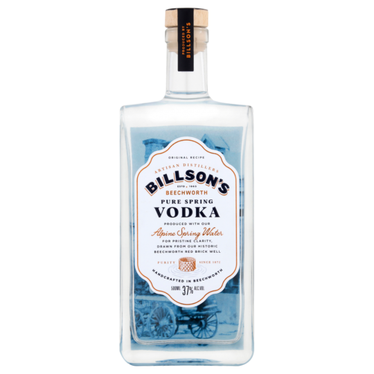 Paramount Billson's Pure Spring Flavoured Vodka Spirit in a 500ml bottle, showcasing clear liquid and branded label.