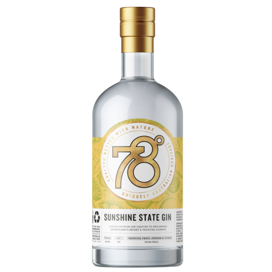 Bottle of Paramount 78 Degrees Sunshine State Gin 700ml with label and clear glass bottle.