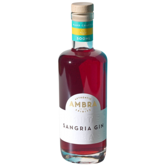 Bottle of Paramount Ambra Sangria Gin 500ml with stylish label, showcasing rich red sangria infusion and elegant packaging.