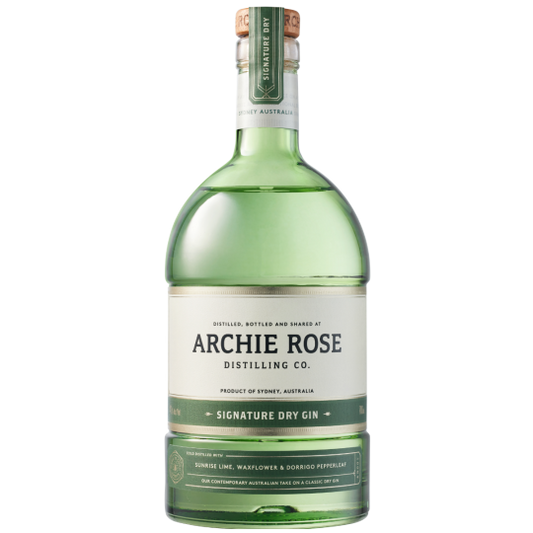 Paramount Archie Rose Signature Dry Gin 700ml bottle with clear label and elegant design, showcasing premium gin packaging.
