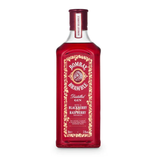 Paramount Bombay Sapphire Bramble Gin 700ml bottle with clear glass and vibrant label, showcasing premium gin branding.