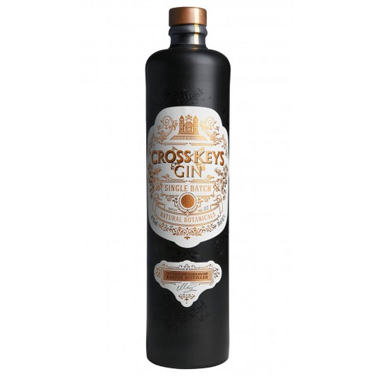 Paramount Cross Keys Gin bottle 700ml, featuring a clear glass bottle with a detailed label and gold accents.