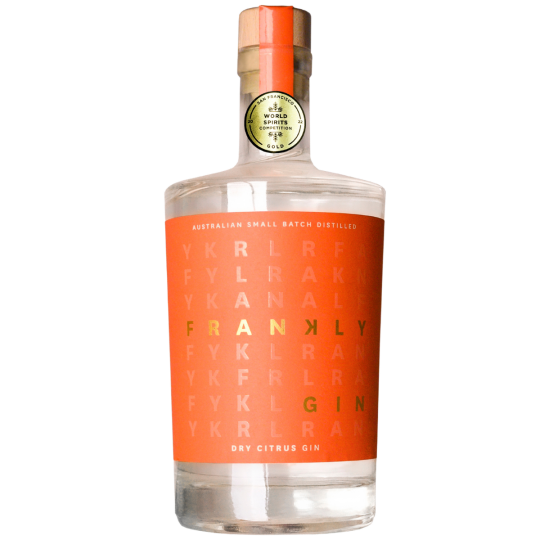 Paramount Frankly Gin Dry Citrus in 500ml bottle, award-winning citrus-flavored dry gin with clear glass and label.