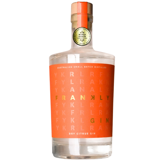 Paramount Frankly Gin Dry Citrus in 500ml bottle, award-winning citrus-flavored dry gin with clear glass and label.